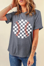 Load image into Gallery viewer, Checkered Graphic Round Neck Short Sleeve T-Shirt