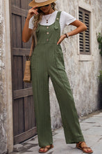 Load image into Gallery viewer, Textured Pocketed Wide Strap Overalls