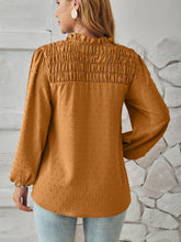 Load image into Gallery viewer, Ruched Swiss Dot Notched Balloon Sleeve T-Shirt