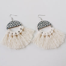 Load image into Gallery viewer, Tassel Detail Leopard Drop Earrings
