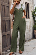 Load image into Gallery viewer, Textured Pocketed Wide Strap Overalls