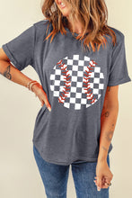 Load image into Gallery viewer, Checkered Graphic Round Neck Short Sleeve T-Shirt