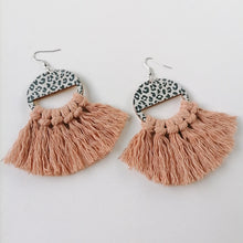 Load image into Gallery viewer, Tassel Detail Leopard Drop Earrings