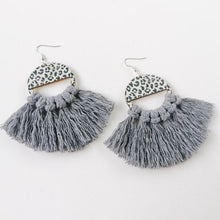 Load image into Gallery viewer, Tassel Detail Leopard Drop Earrings