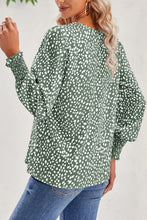 Load image into Gallery viewer, Printed V-Neck Smocked Lantern Sleeve Blouse
