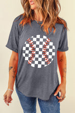 Load image into Gallery viewer, Checkered Graphic Round Neck Short Sleeve T-Shirt
