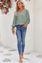 Load image into Gallery viewer, Printed V-Neck Smocked Lantern Sleeve Blouse
