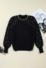 Load image into Gallery viewer, Pearl Detail Mock Neck Long Sleeve Sweater

