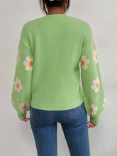 Load image into Gallery viewer, Flower Round Neck Latern Sleeve Sweater
