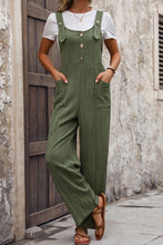 Load image into Gallery viewer, Textured Pocketed Wide Strap Overalls
