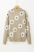 Load image into Gallery viewer, Flower Half Zip Long Sleeve Sweater
