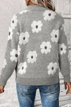 Load image into Gallery viewer, Flower Half Zip Long Sleeve Sweater
