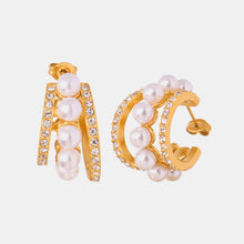Load image into Gallery viewer, Pearl Titanium Steel C-Hoop Earrings
