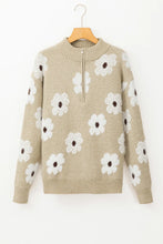 Load image into Gallery viewer, Flower Half Zip Long Sleeve Sweater
