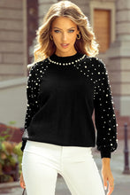 Load image into Gallery viewer, Pearl Detail Mock Neck Long Sleeve Sweater
